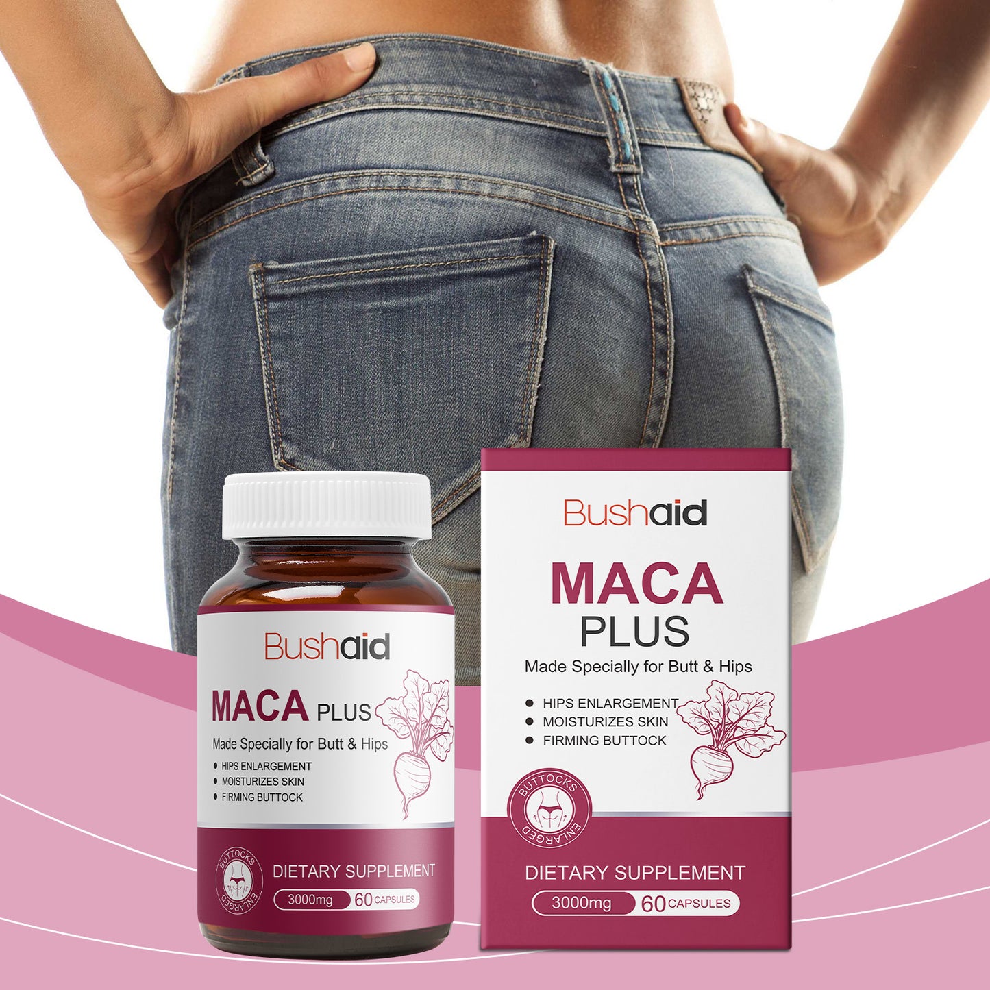 Maca Buttocks Capsules Gentle ingredients for daily moisturizing and firming of body skin Buttocks care capsules