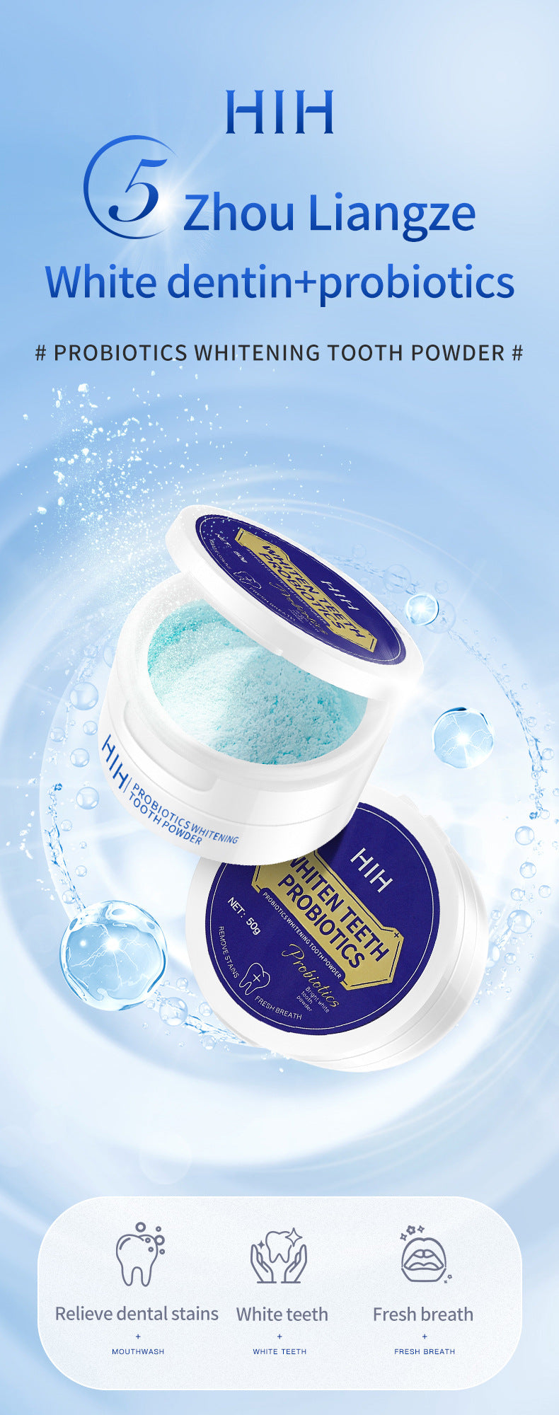 Probiotic Brighten Quick Whitening Tooth powder-BX
