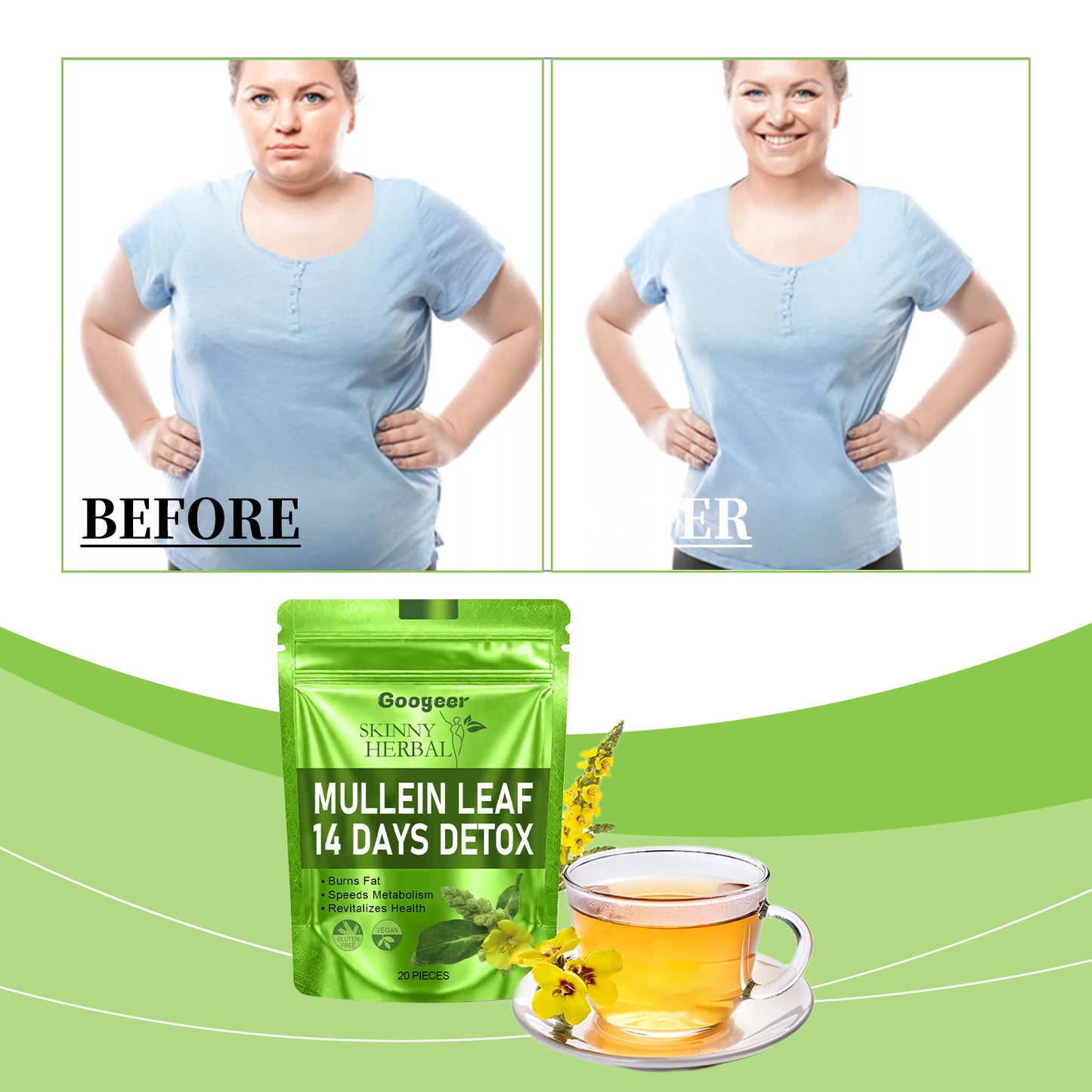 Detoxifying, slimming, and firming tea Herbal tea bags Body treatment