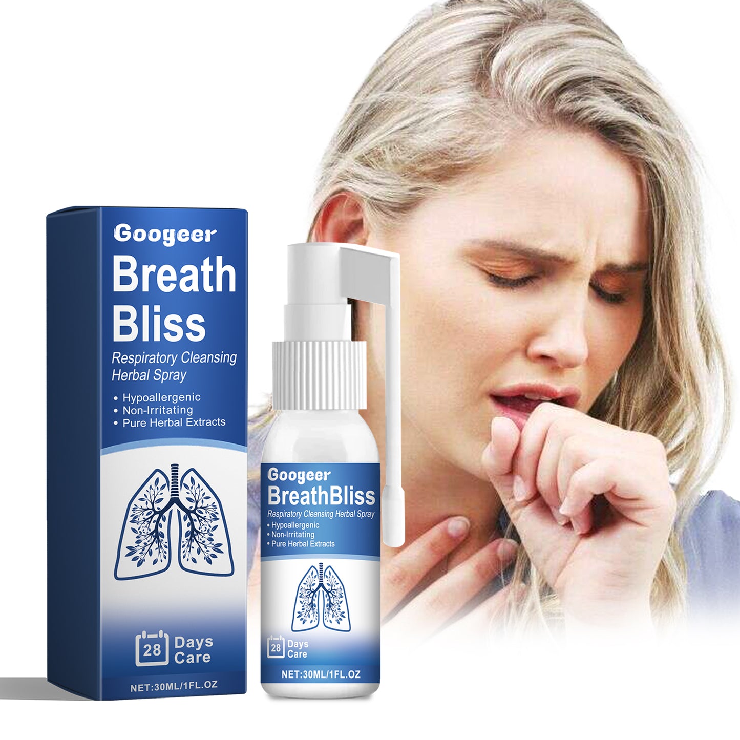 Herbal spray to relieve throat discomfort, dry throat, itchy throat, coughing, and phlegm. Oral spray for throat care.