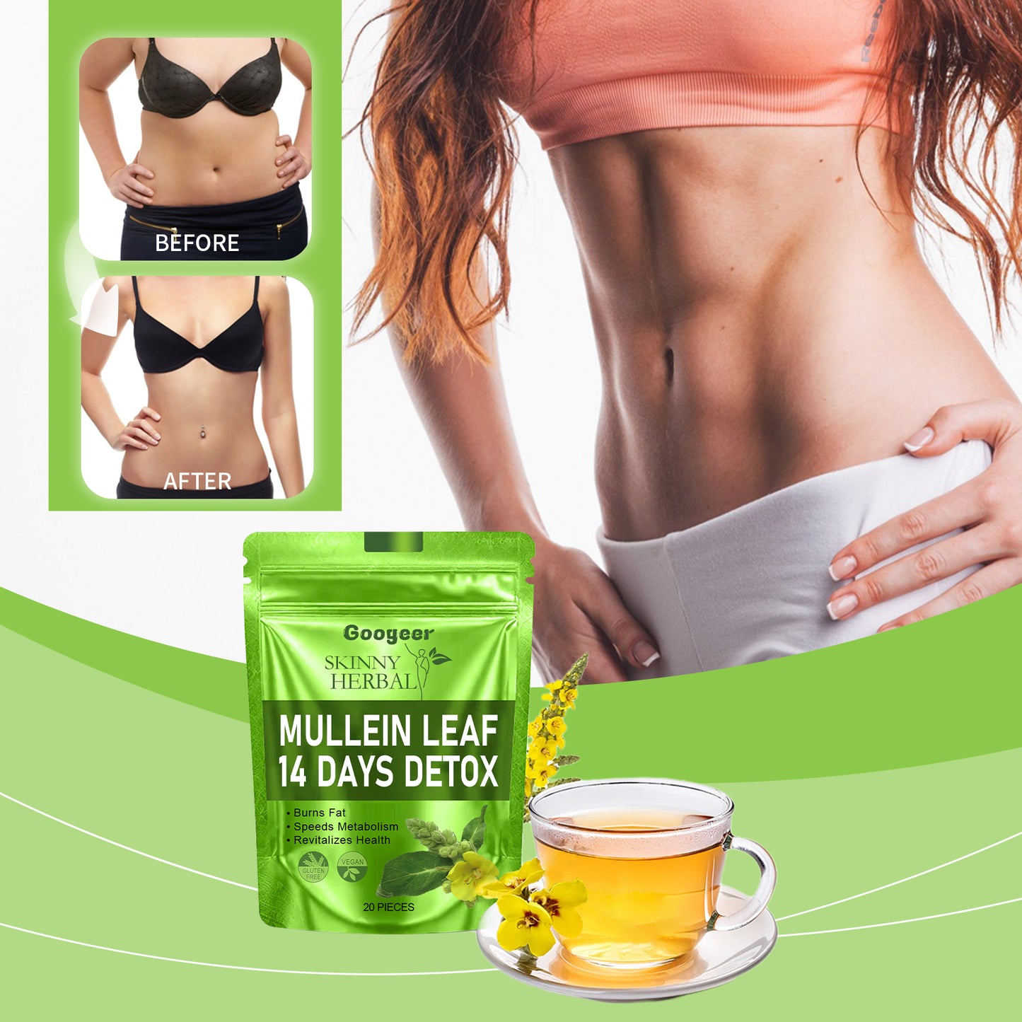 Detoxifying, slimming, and firming tea Herbal tea bags Body treatment
