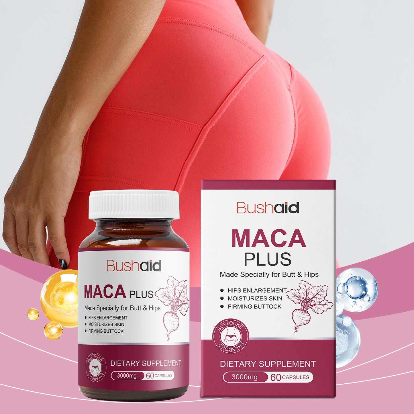 Maca Buttocks Capsules Gentle ingredients for daily moisturizing and firming of body skin Buttocks care capsules